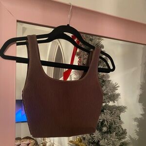 Brown/Forest Green Babaton ribbed crop top